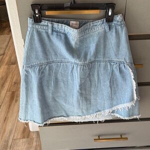 Chic Asymmetrical Light Blue Denim Skirt